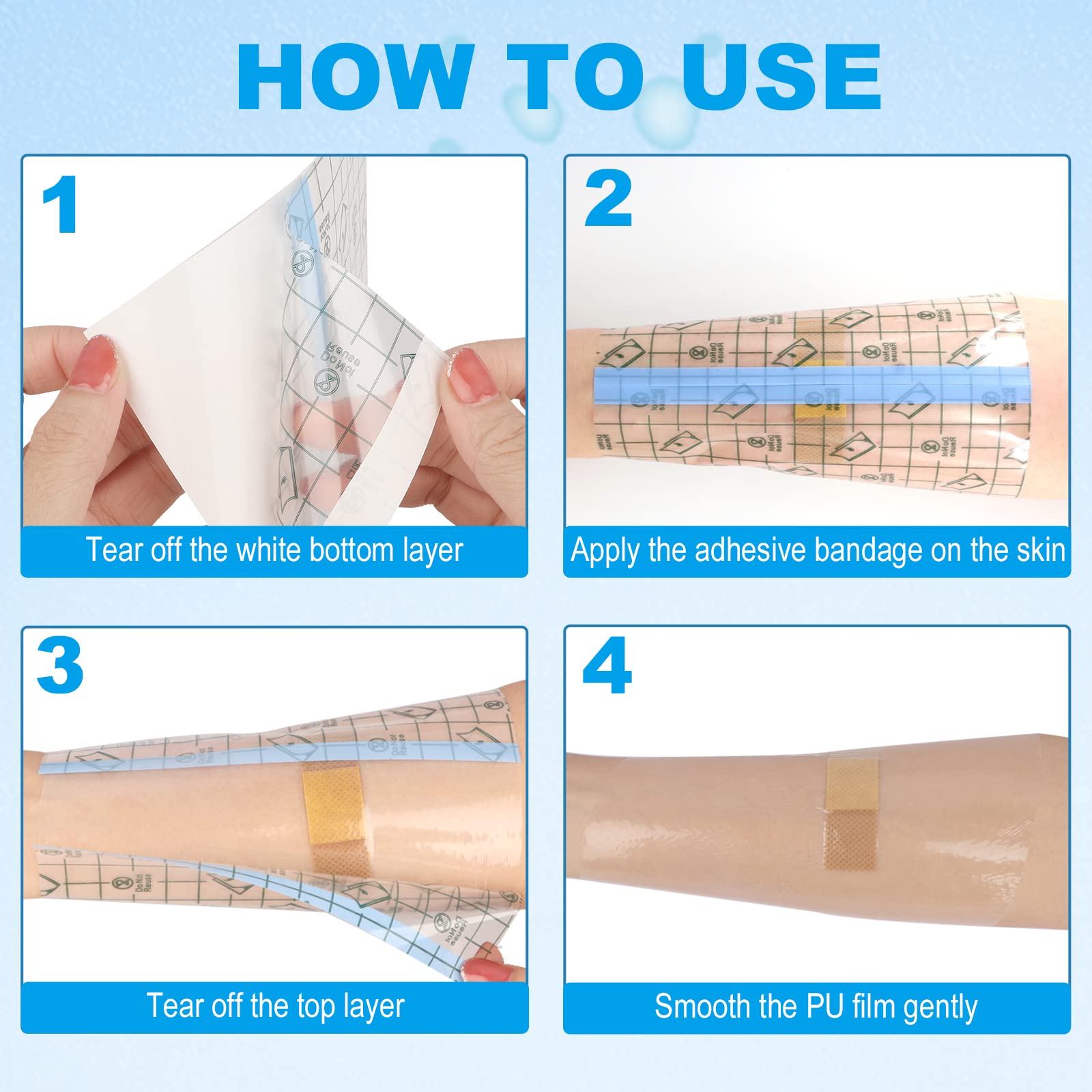 Hion Tattoo Aftercare Waterproof Bandage Transparent Film Dressing 4 Inch x 11 Yard Roll Tattoo Cover Up Tape Second Skin Adhesi
