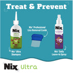 Nix Lice Treatment & Prevention Kit, All-in-One Shampoo, 4 fl oz, with Lice Removal Comb and Lice Prevention Daily Leave-in Spra