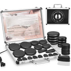 Granpay Hot Stones Massage Set with Warmer, 18PCS Basalt Massaging Rocks with Portable Heating Box, for Spa, Warming Therapy