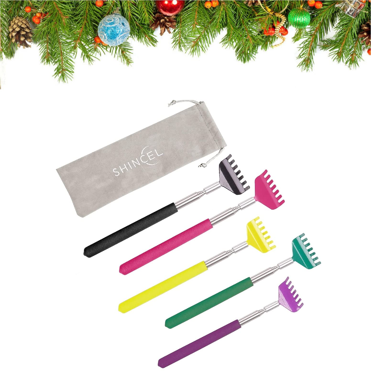 SHINCEL Sturdy Backscratcher Extendable &Retractable, Cute Telescoping Back Scratcher Bulk, Funny Stocking Stuffers for Men,Wome