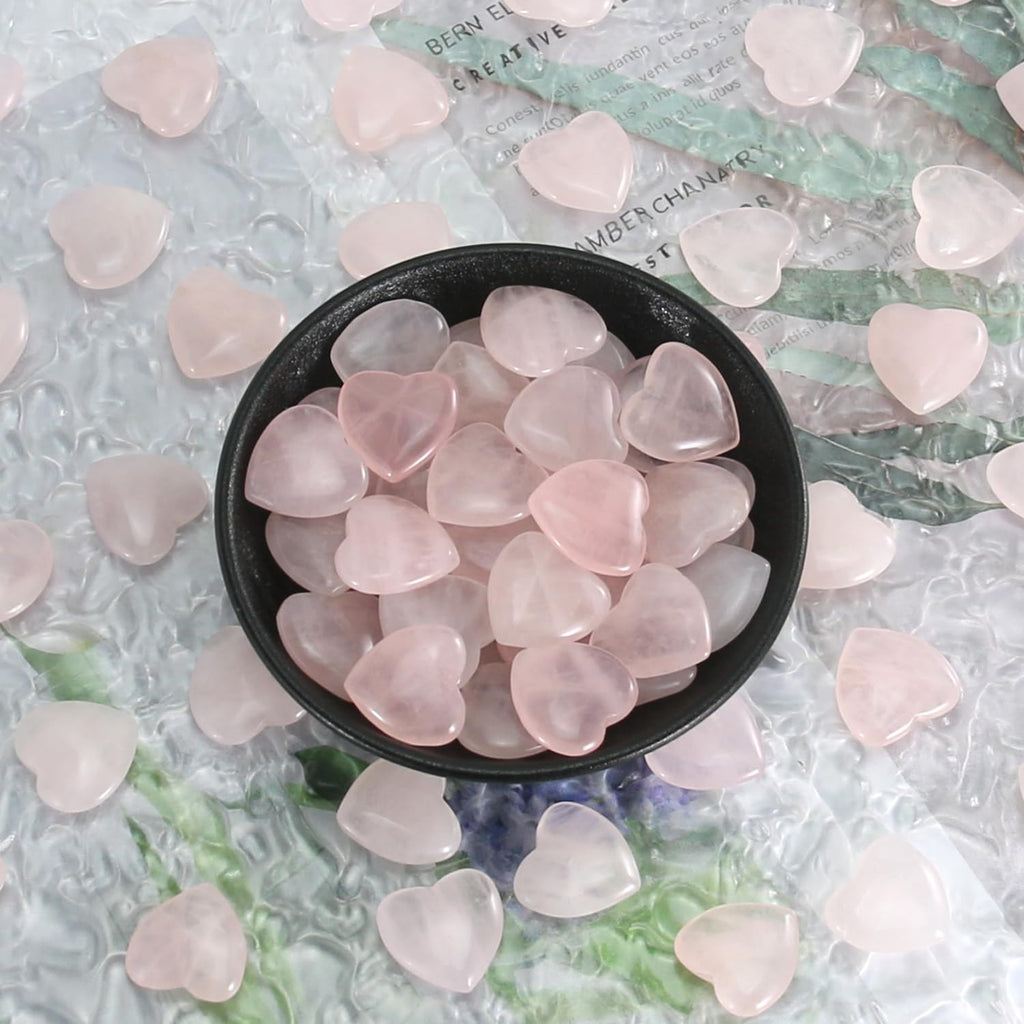 Nvzi Tumbled Polished Natural Rose Quartz Heart Stones, Crystals and Healing Stones Quartz Bulk for Wicca, Reiki, Healing Energy