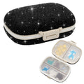 Soleebee Portable 8 Compartments Daily Pill Organizer, Bling Crystal Diamond Pill Box, Small Travel Pill Case, Pill Dispenser, M
