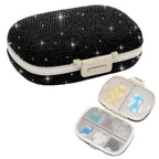 Soleebee Portable 8 Compartments Daily Pill Organizer, Bling Crystal Diamond Pill Box, Small Travel Pill Case, Pill Dispenser, M
