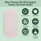 ZELIER Castor Oil Pack Wrap, Organic Cotton Flannel, Less-Mess - Reusable Castor Oil Compress Wrap Kit with 6 Adjustable Elastic