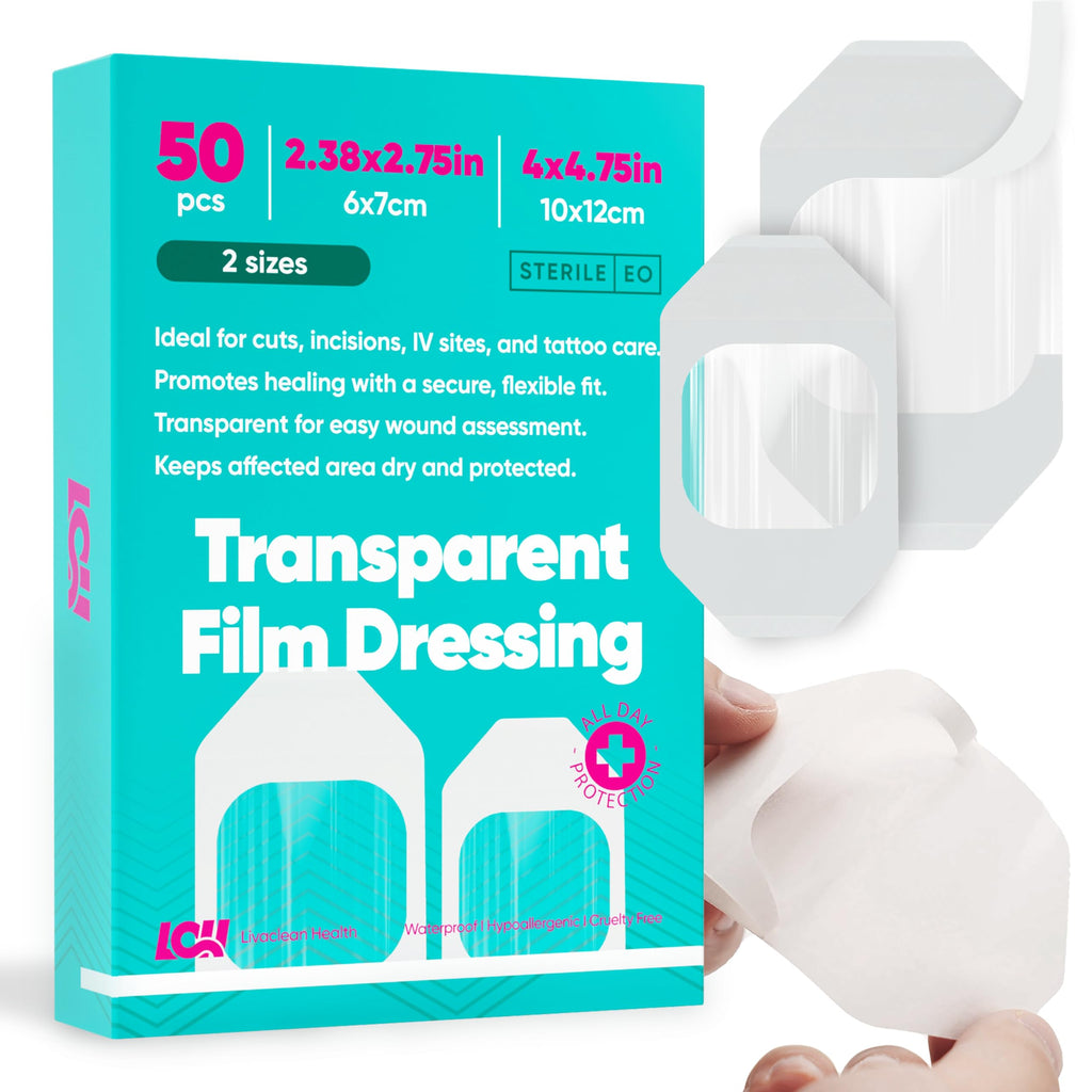 LCH 50 Pack Transparent Film Dressing Waterproof, 2 Sizes: 2.38 x 2.75 ...