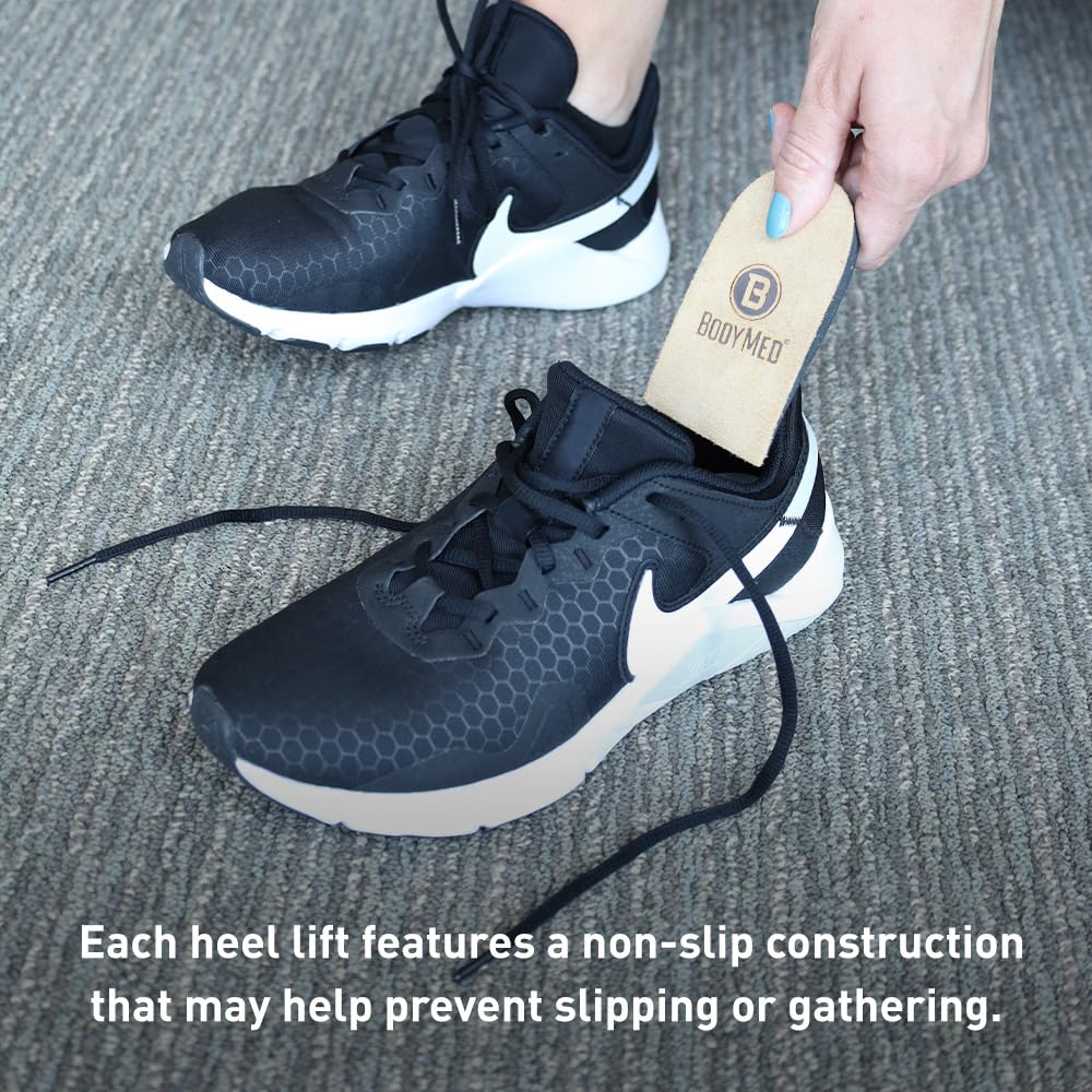BodyMed Adjustable Heel Lift for Men and Woman, Large (1-Pack) - Non-Slip Orthopedic Insert for Leg Length Discrepancies with 3