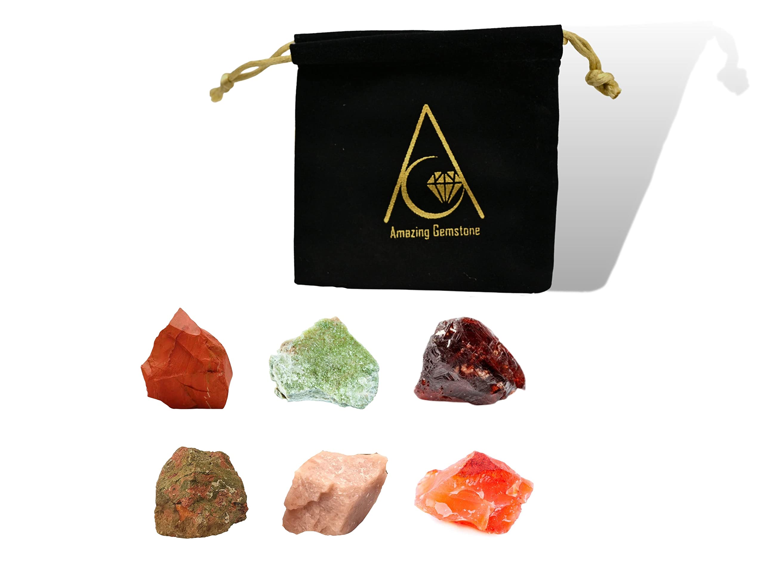 Crystals for Fertility Manifestation, Set of 6 Carnelian, Unakite, Peach Moonstone, Garnet, Red Jasper and Vesuvianite Healing C
