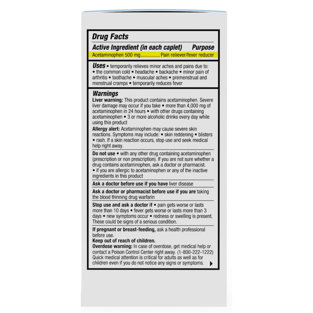 Cabinet: 500mg Acetaminophen for Headache Relief, Toothaches, Sore Throat, and Fever Reducer, Includes 1 Refillable Medicine Jar