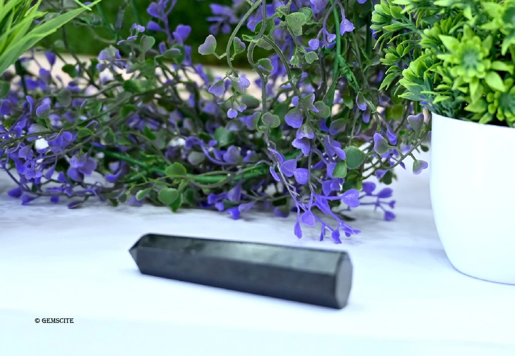 WholesaleGemShop-GEMSCITE 3 Inch Black Tourmaline Gemstones Obelisk Tower Jumbo Facet Aura Rock Crystal Natural Polished Earth W