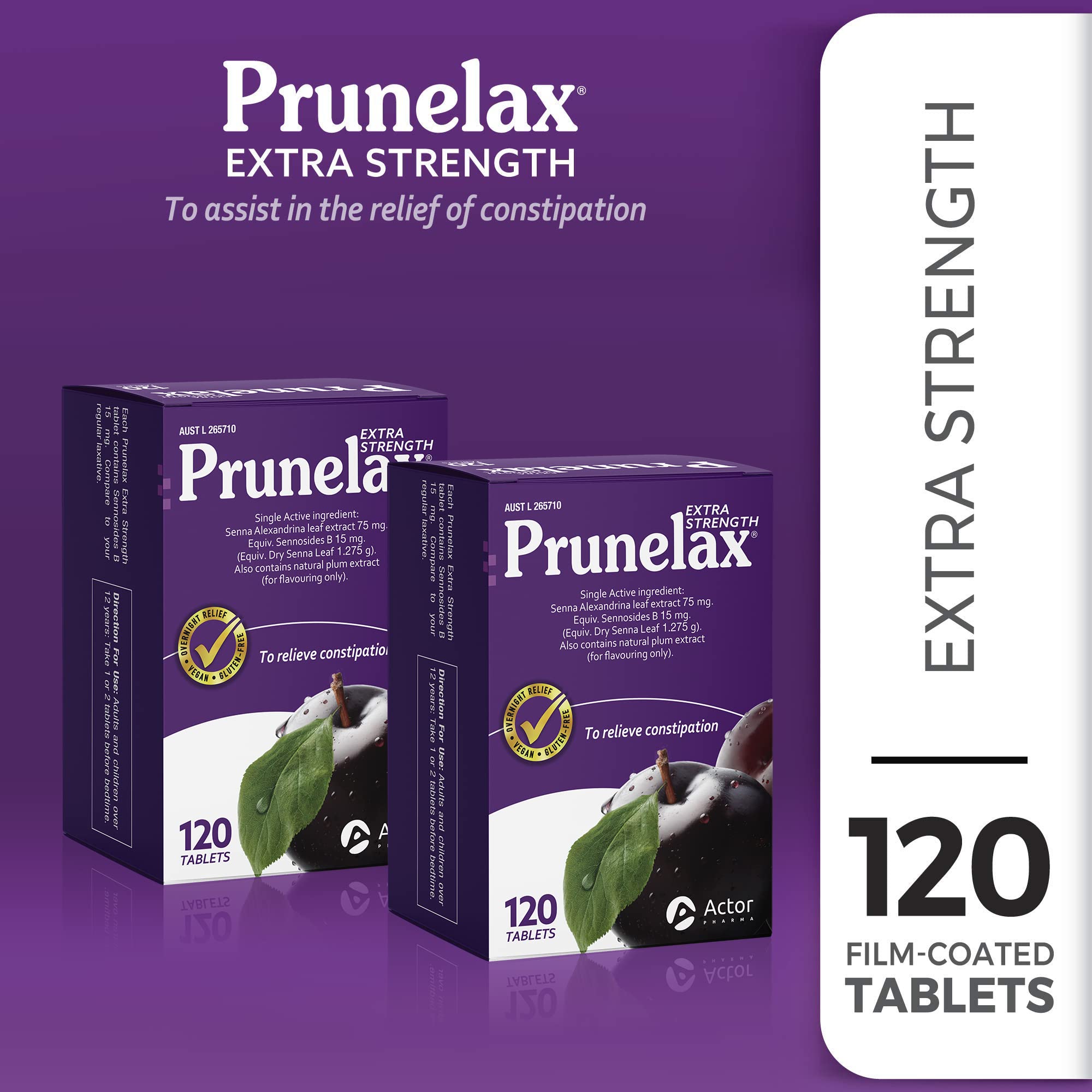 Prunelax Tablets - Extra Strength Natural Laxative Supplement Containing High Strength Senna for Constipation Relief & Restore N