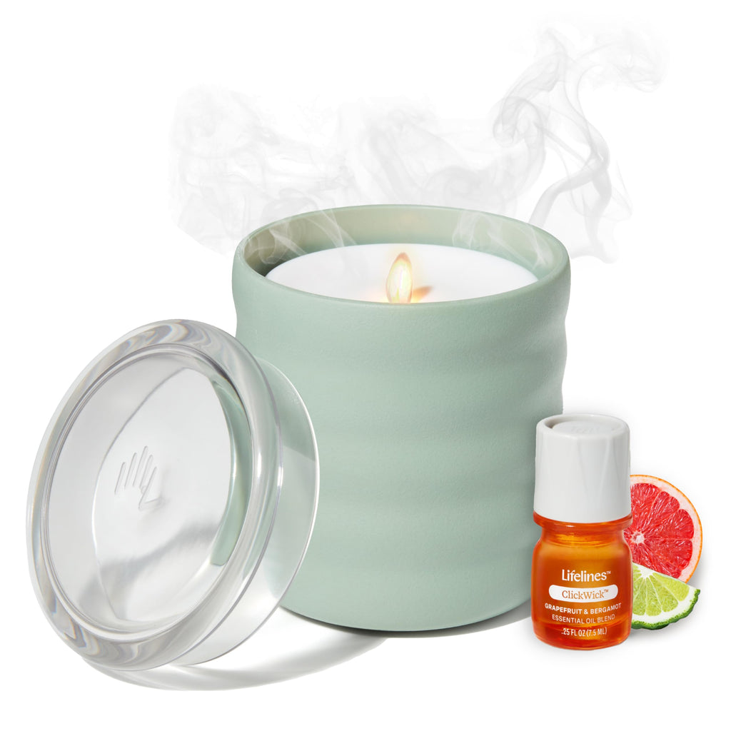 Lifelines Flameless Candle Aromatherapy Essential Oil Diffuser with ClickWick Essential Oil Blend - Cordless & Waterless Diffuse