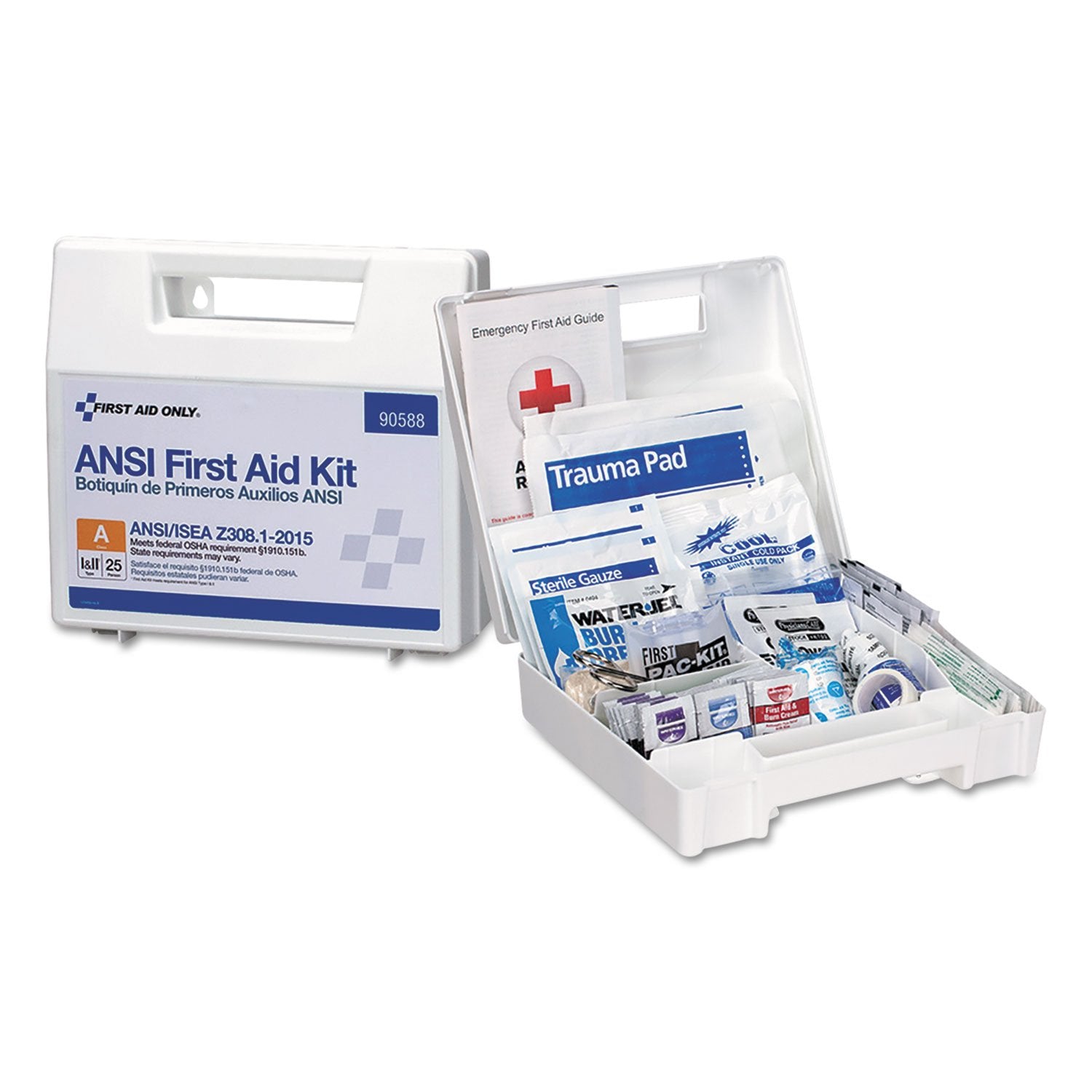 First Aid Only 90562 ANSI A 2015 and OSHA Compliant First Aid Kit, 25-Person Emergency First Aid Kit for Business, Home, Car, an