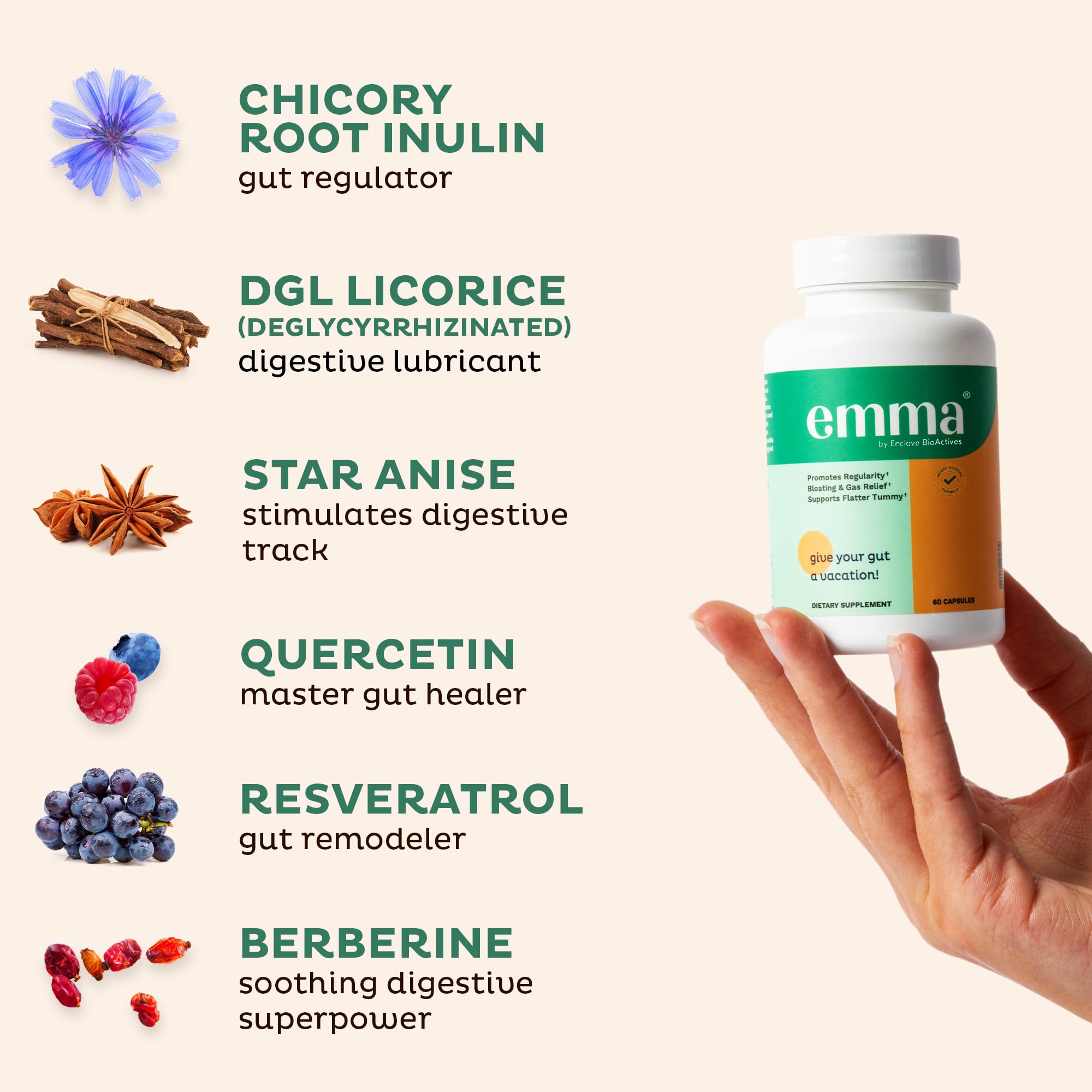 Emma Gut Health - 4 Pack - Gas and Bloating Relief, Constipation, Leaky Gut Repair - Gut Cleanse & Restore Digestion - Regulate
