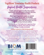 Biom Vaginal Probiotic Suppository: Natural Vaginal pH and Odor Control Regimen; Balance and Nourishes Vaginal Microbiome; No Pa