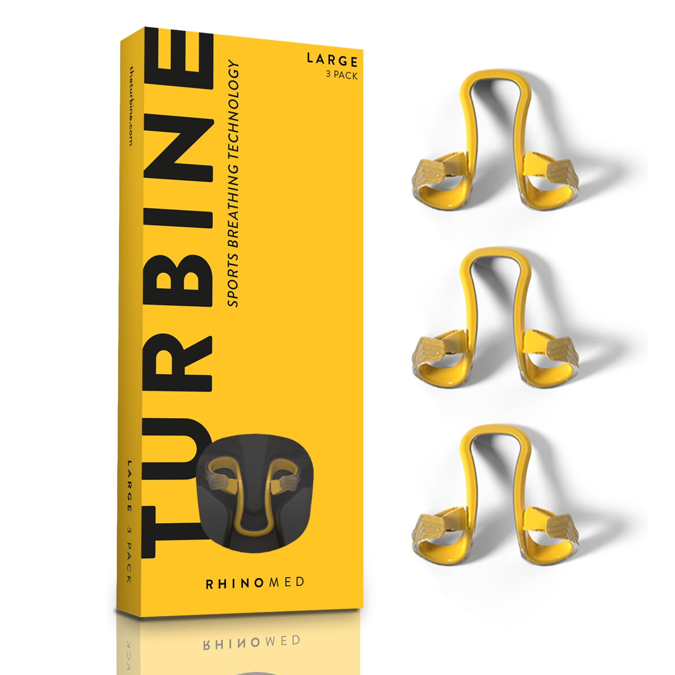 Rhinomed Turbine Nasal Dilator for Athletic Breathing | Large 3pk | Improves Airflow During Exercise | Nasal Dilators for Exerci