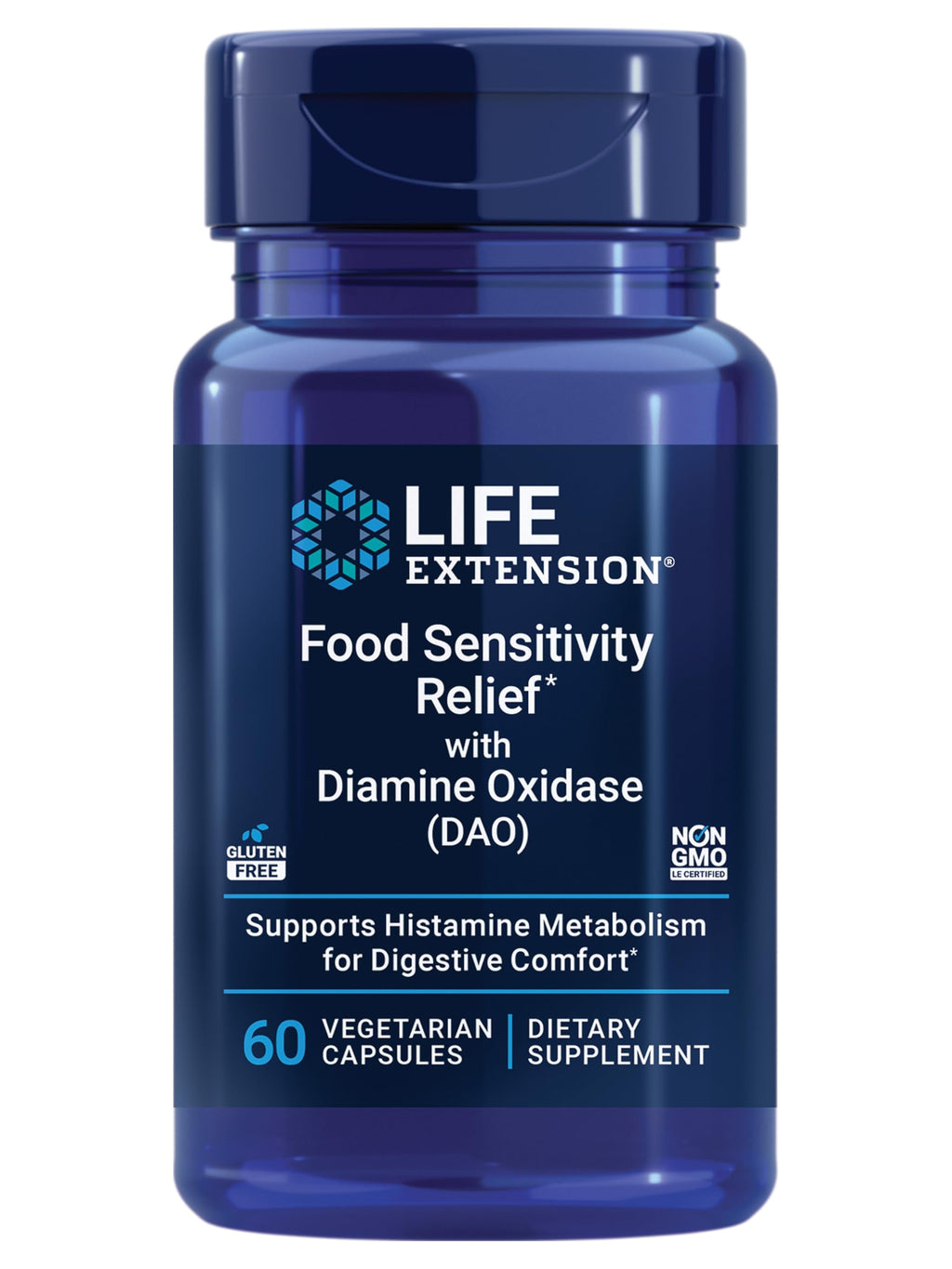 Life Extension Food Sensitivity Relief with Diamine Oxidase (DAO), Occasional Gas, Digestive Comfort, histamine Sensitivity, DAO