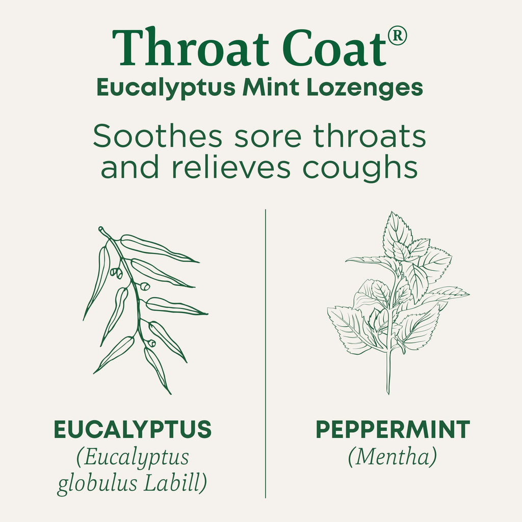 Traditional Medicinals Lozenges, Organic Throat Coat Lozenges, Eucalyptus Mint, Soothes Sore Throats & Relieves Coughs, 16 Indiv