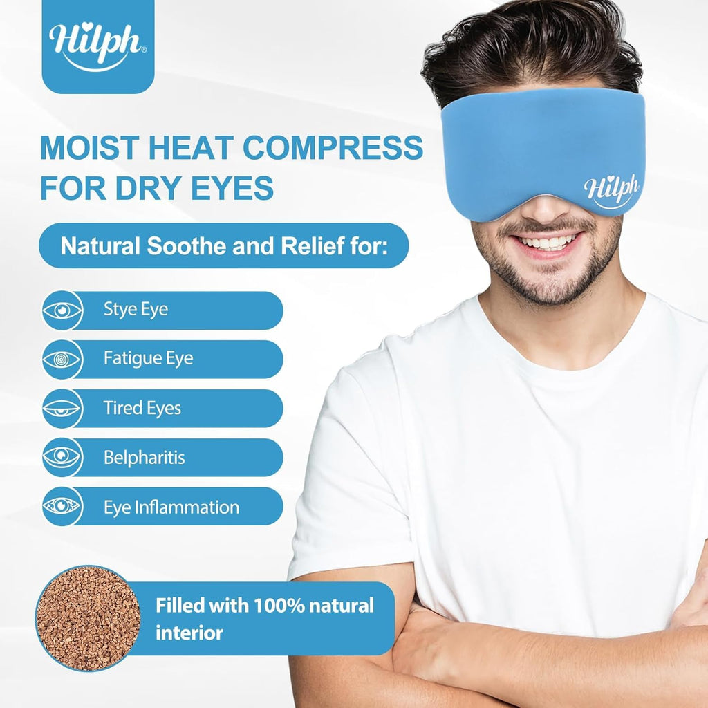 Hilph Microwave Heated Eye Mask for Dry Eyes, Warm Eye Compress Heat Therapy Weighted Eye Mask with Removable Cover for Blephari