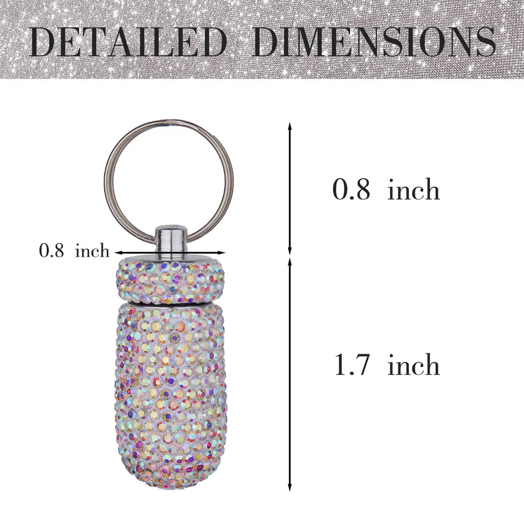 GOUWEIBA 2 Pieces Bling Pill Container Portable Pill Bottle Case Waterproof Travel Medicine Box Crystal Diamond Mini Pill Holder