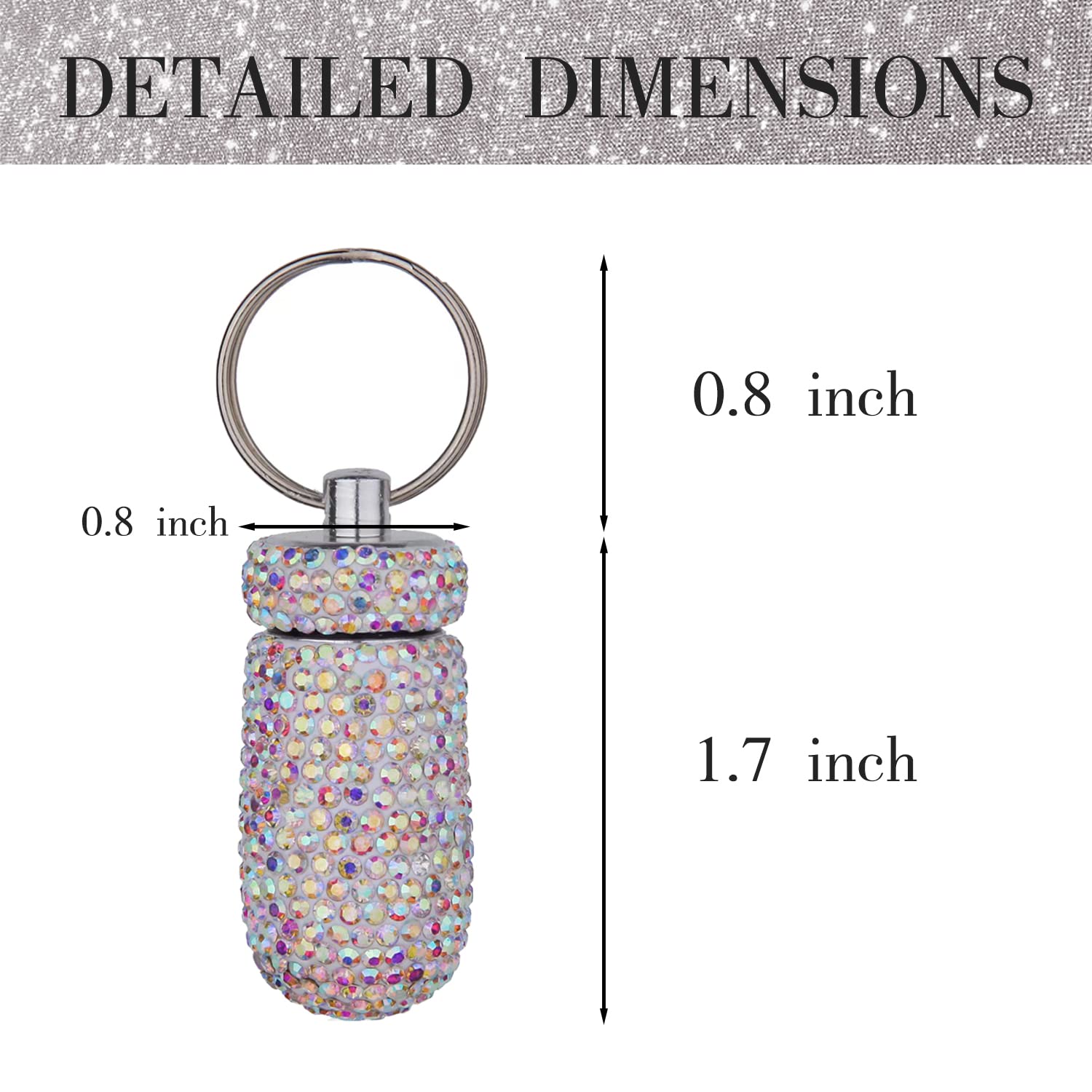 GOUWEIBA 2 Pieces Bling Pill Container Portable Pill Bottle Case Waterproof Travel Medicine Box Crystal Diamond Mini Pill Holder