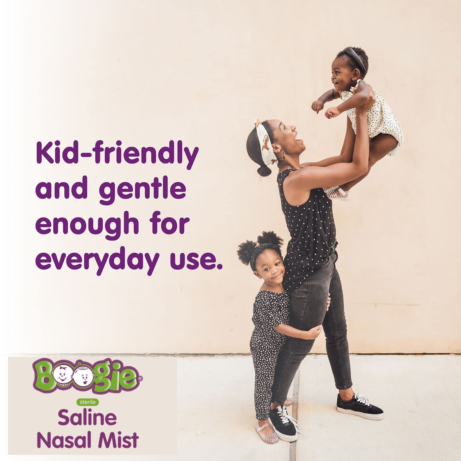 Boogie Baby Saline Nasal Spray Mist, Allergy Relief, Nasal Decongestant, FSA/HSA Eligible, Made with Natural Saline, Unscented,
