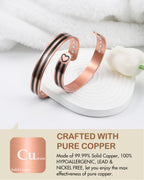 Feraco Copper Bracelet for Men Women, 12X Enhanced Strength Magnetic Bracelet with 3800 Gauss Neodymium Magnets, Pure Copper Cuf