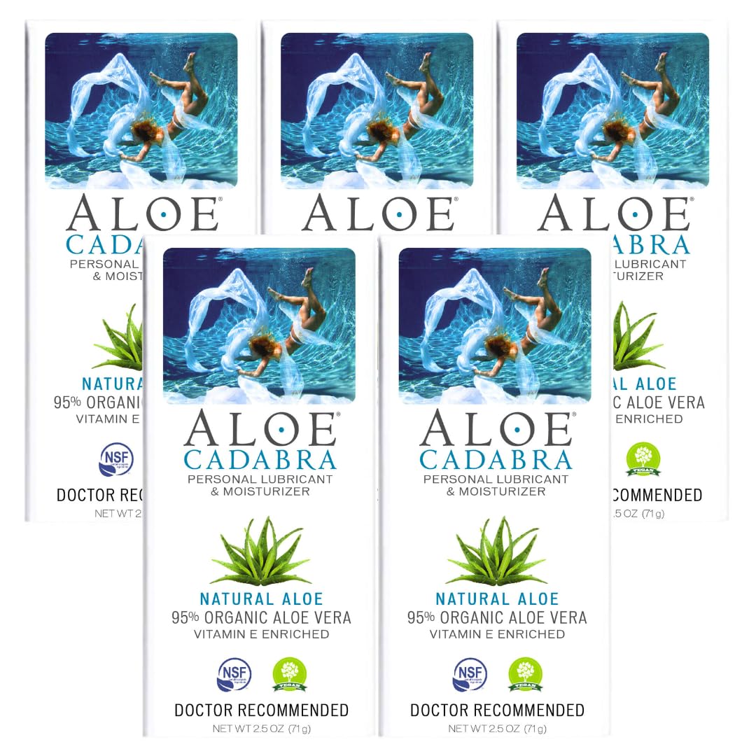 Aloe Cadabra Natural Water-Based Personal Lubricant, Organic Aloe Lube for Men, Women, and Couples, pH Balanced (Unscented 2.5 O