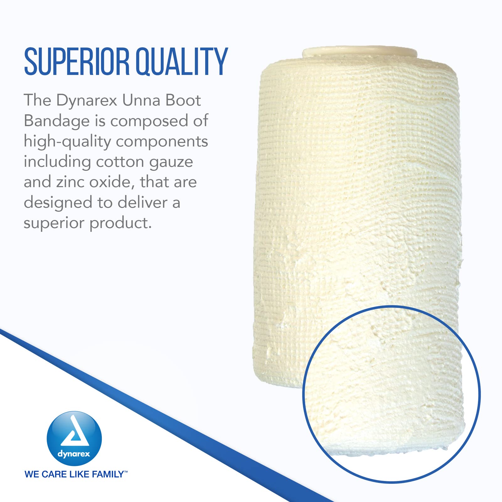 Dynarex 3453 Unna Boot Bandage, Individually Packaged, Provides Customized Compression, With Zinc Oxide, Soft Cast, 3 x 10 Yard,