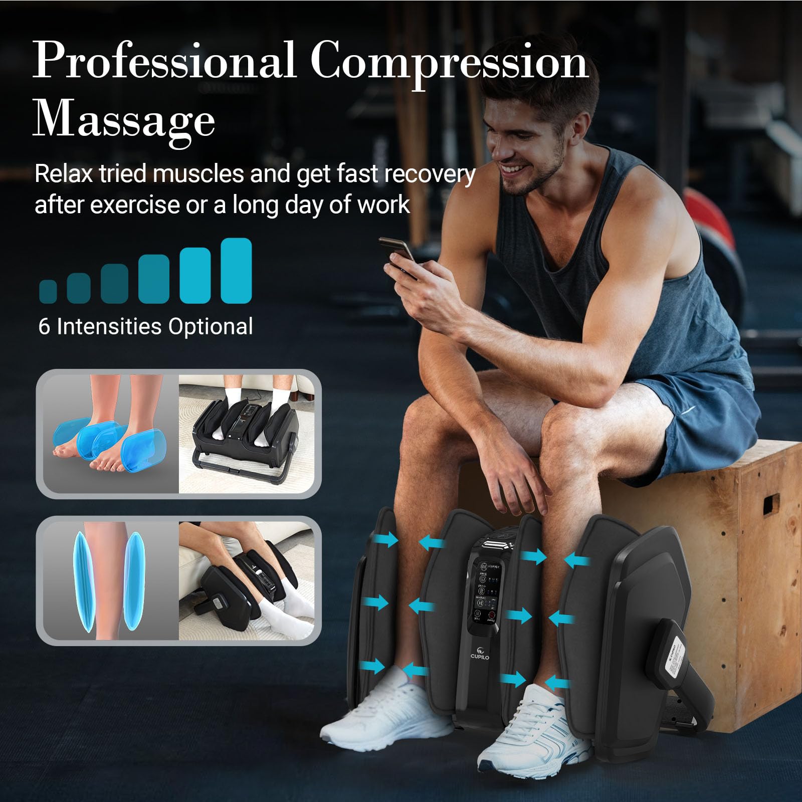 Shiatsu Foot Massager with Heat, FSA HSA Eligible Electric Foot Calf Massager with Remote, Multi-Level Compression Deep Kneading
