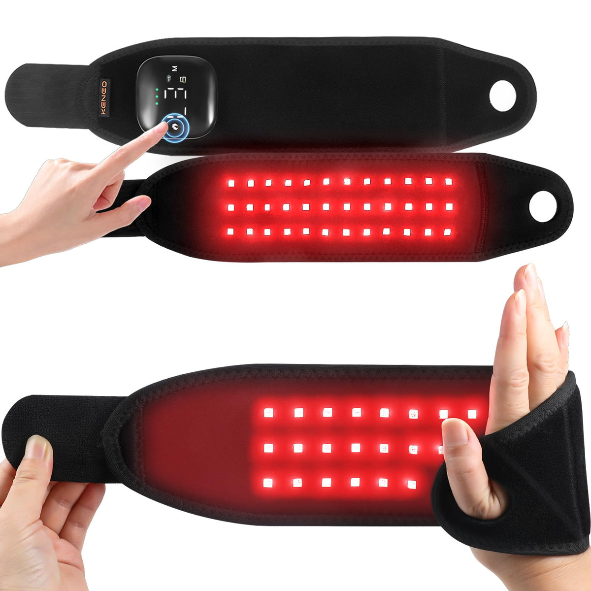 Keneo Cordless Red Light Therapy Wristband 3 Heat & 5 Vibration Massage