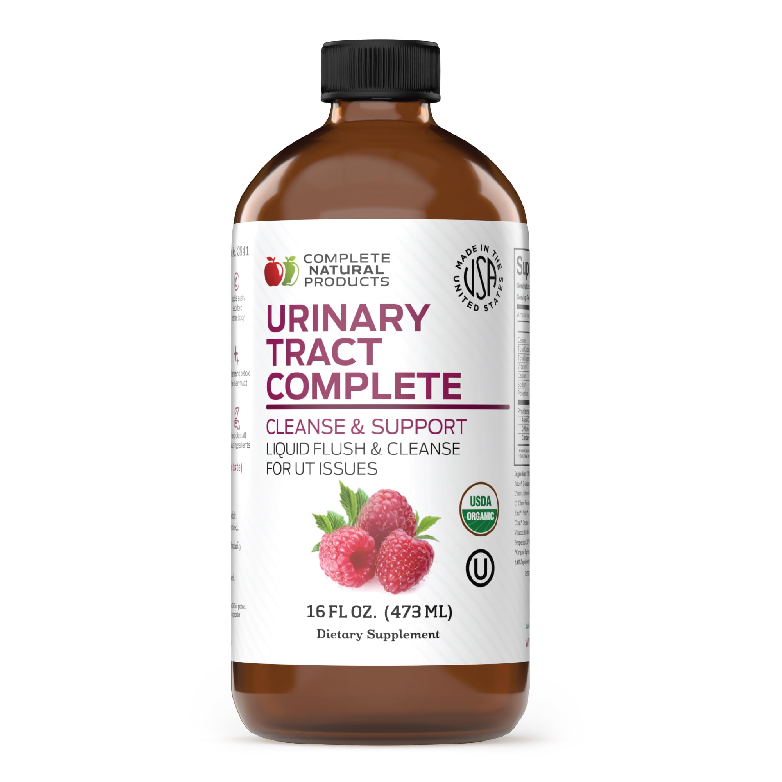 Complete Natural Urinary Tract Complete 8oz - Liquid Supplement for Urinary Tract Health with Organic Cranberry, D-Mannose, Beet