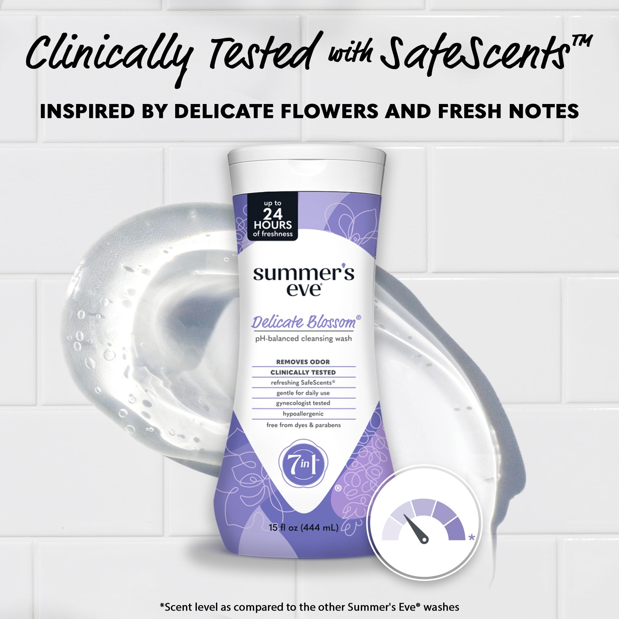 Summer's Eve Delicate Blossom Daily Refreshing All Over Feminine Body Wash, Removes Odor, Feminine Wash pH Balanced, 15 fl oz, 3
