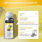 HIQILI 16 Fl Oz Lemon Essential Oil, 100% Pure Undiluted for Skin, Cleaning, Diffuser - 500ML