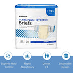 McKesson Ultra Plus Stretch Briefs, [80 Count], L/XL, 48-66 in. Incontinence Adult Diapers, Heavy Absorbency, Unisex, Disposable