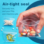 300 Packs Small Pill Bags, 6 mil Sturdy 3 Assorted Sizes 2x1.85, 2.5x2.25, 3x2.75 Plastic Bags, Reusable Bags Clear Zip Ba