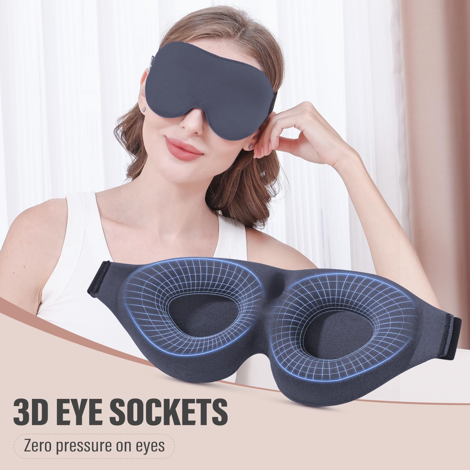 YIVIEW Sleep Mask for Side Sleeper, Complete Light Blocking 3D Sleeping Eye Mask, Soft Breathable Eye Cover for Women Men, Relax