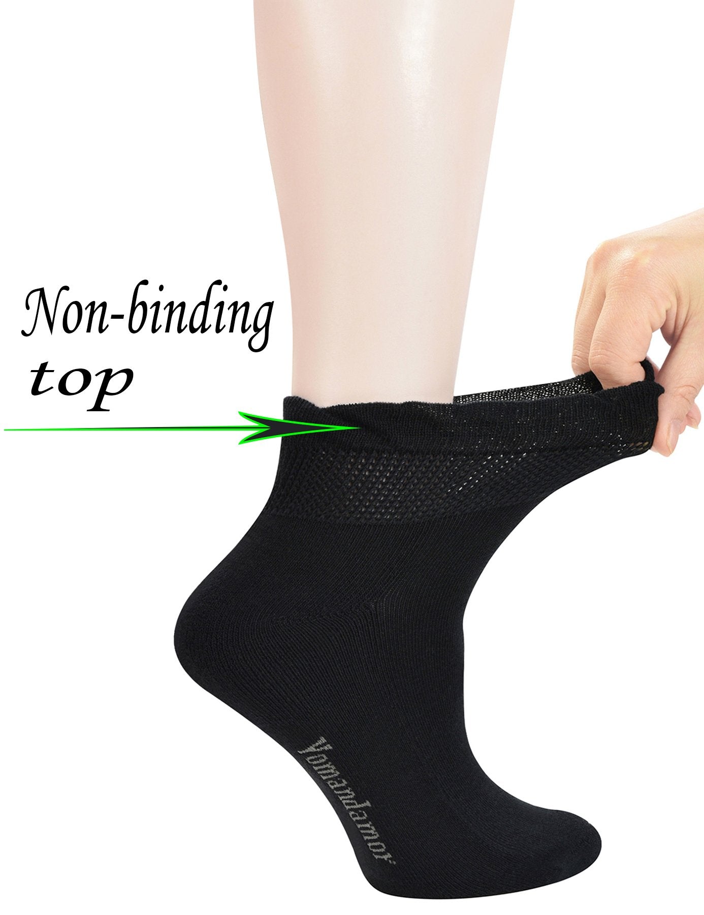 Yomandamor Women's 5 Pairs Non-binding Diabetic Ankle Dress/Casual Socks with Seamless Toe