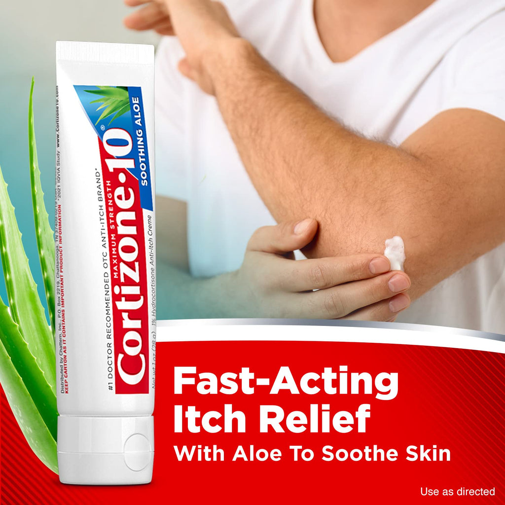 Cortizone 10 Maximum Strength Anti-Itch Cream with Soothing Aloe, 1% Hydrocortisone Creme, 1 oz.