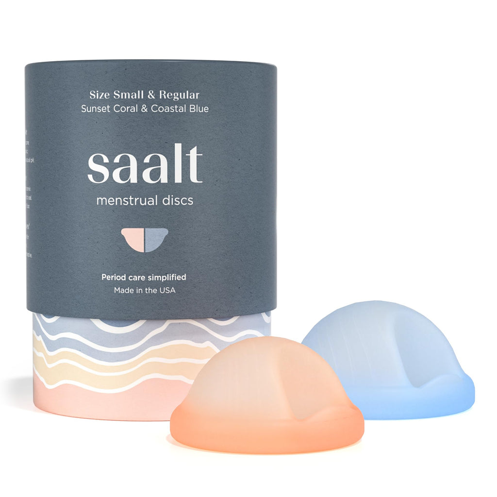 Saalt Menstrual Disc Duo - Soft, Flexible, Reusable Medical-Grade Silicone, Wear 12 Hours, Removal Notch Duo, Includes Both Size