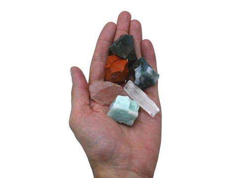 Get Well Soon Gifts for Women Recovery Manifestation Crystals, Set of 6 Blood Stone, Amazonite, Selenite, Rose Quartz, Red Jaspe