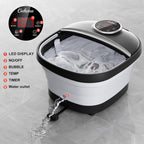 GEHONA Collapsible Foot Spa Bath with Heat,Foot Massager with Two Side Supports,Leakage Protector,Temperature Control,Bubbles,Re