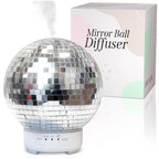Mirror Ball Diffuser - Reflective Disco Ball Essential Oil Diffuser Spinning with 14 Color-Changing Night Lights | Misting Modes
