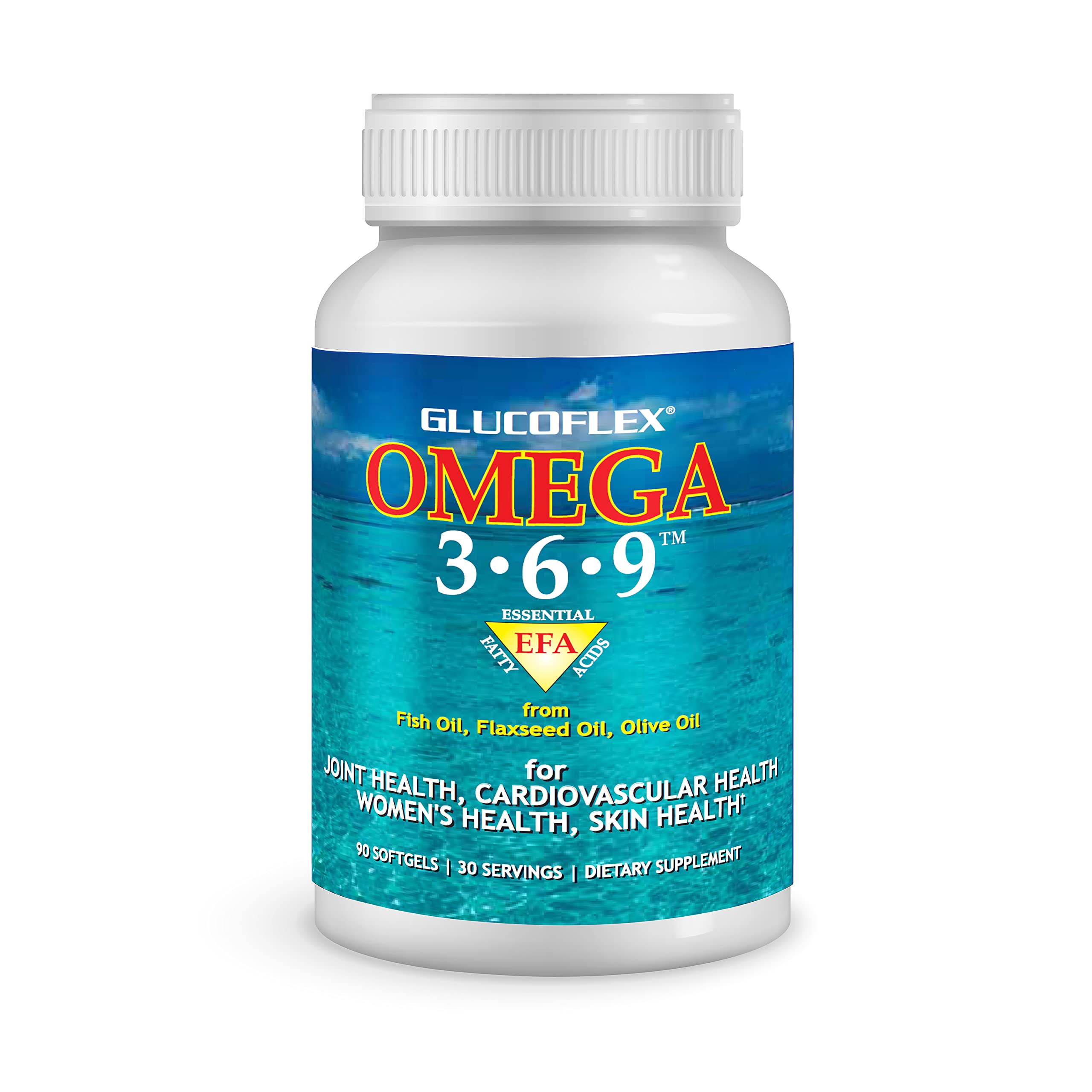 vGlucoflex Omega 3-6-9, Omegas from EPA/DHA Fish Oil for Joint Health, 30 servings