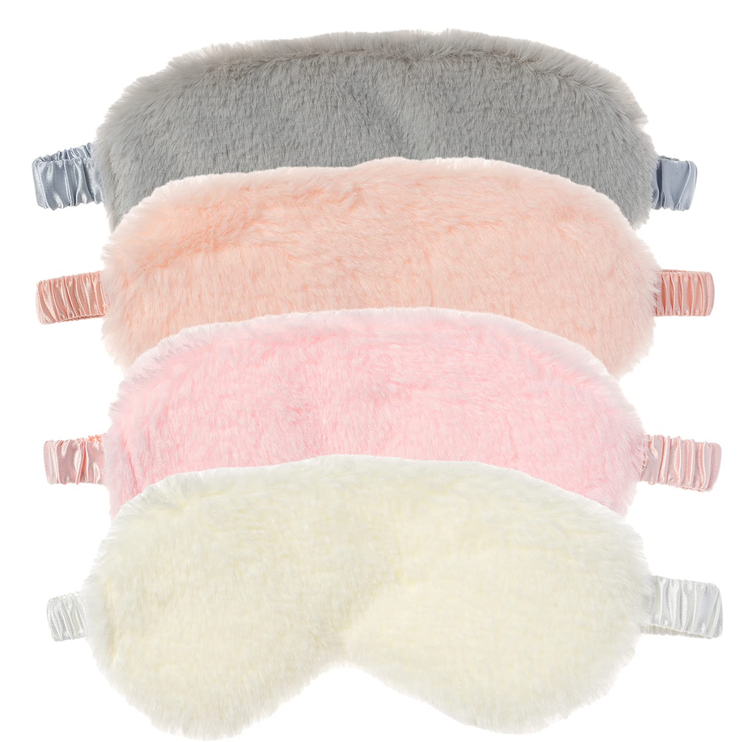 RAYNAG 4 Pack Plush Eye Mask Soft Sleeping Blindfold Eye Cover for Sleepover Gift Birthday Party Favors, Comfortable Silky Fabri