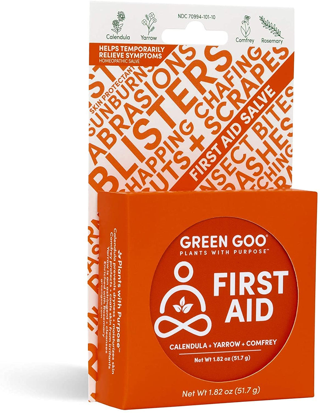 Green Goo Natural Skin Care for Cracked Hands and Feet, White, First Aid, Large Tin, 1.82 Ounce