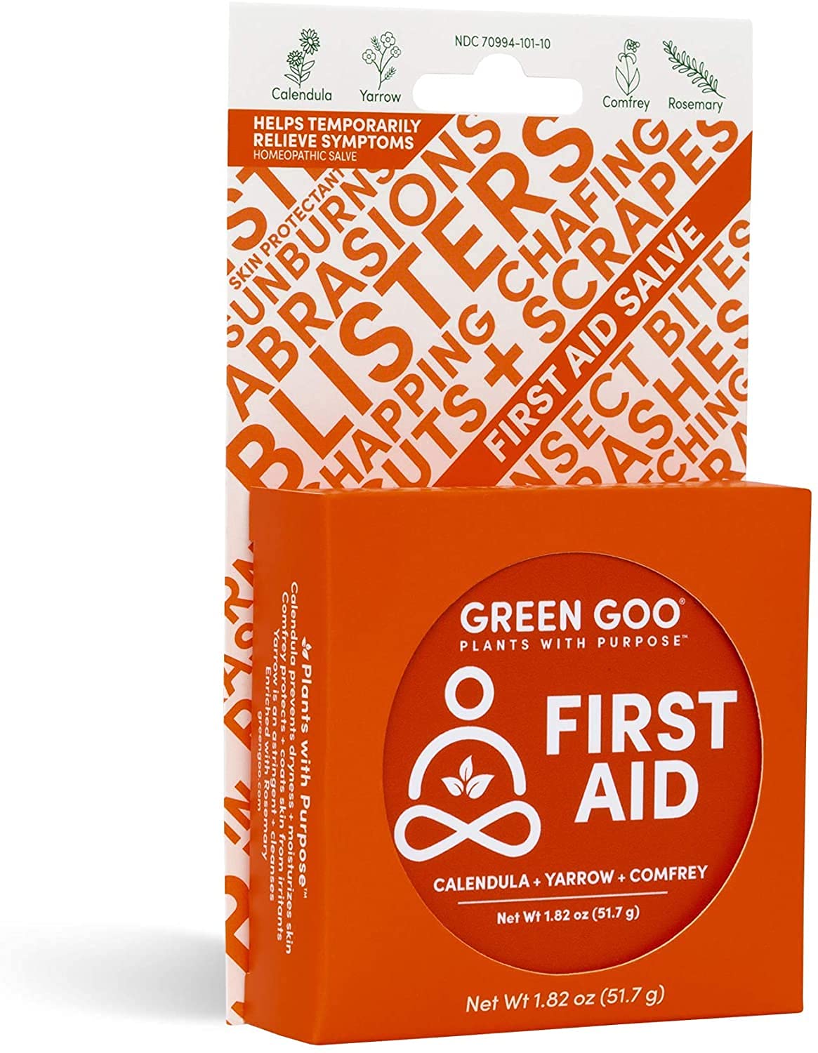 Green Goo Natural Skin Care for Cracked Hands and Feet, White, First Aid, Large Tin, 1.82 Ounce