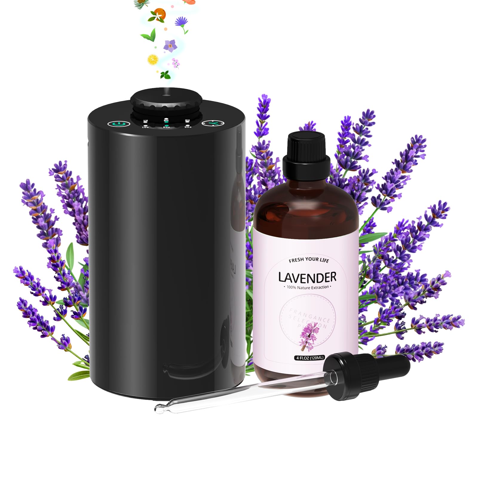 Waterless Diffuser for Essential Oil, Battery Operated Portable Nebulizer, Aromatherapy Scent Diffusers for Home Large Room, Car