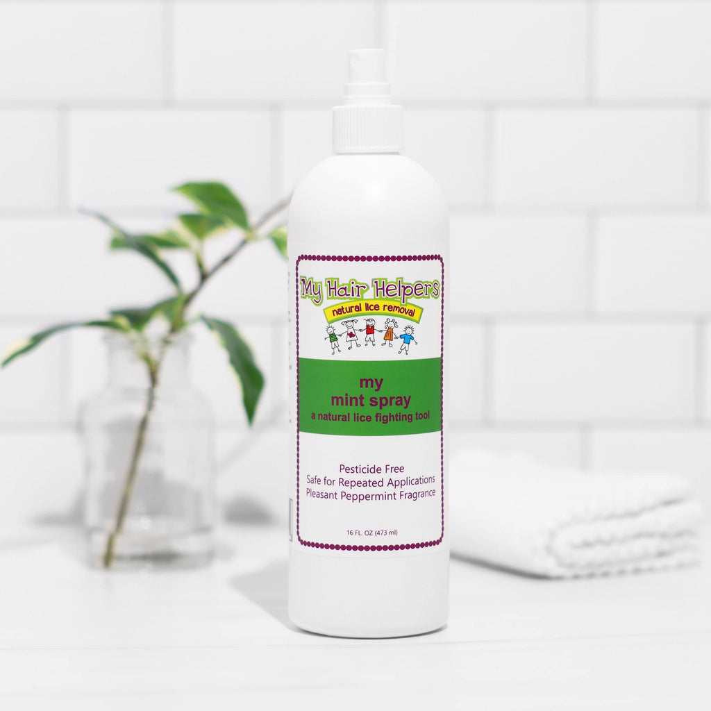My Hair Helpers Mint Anti-Lice Spray for Head Lice Defense - Naturally Formulated with Essential Oils, 16 fl Ounces, Works on 2-