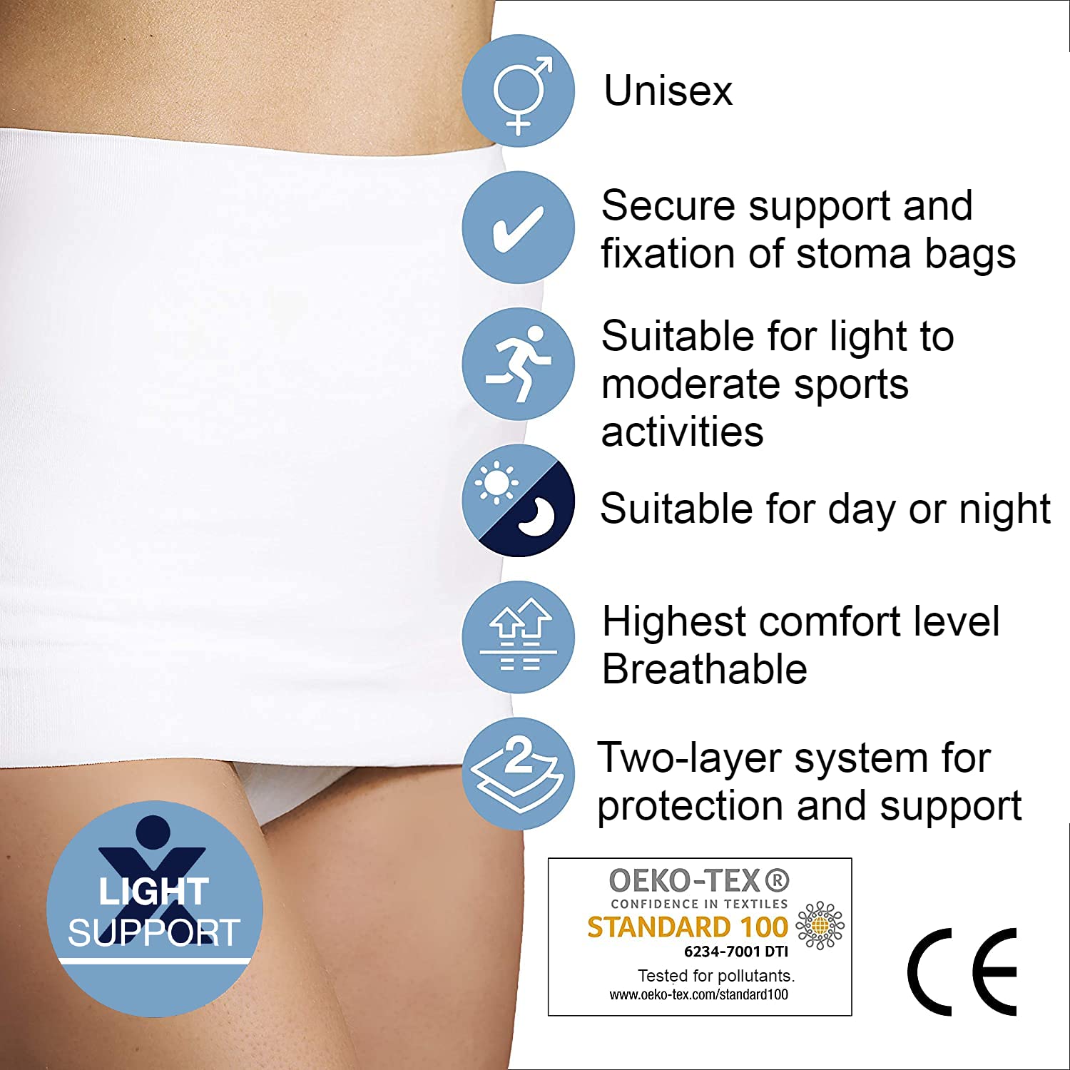 Corsinel StomaSafe Plus Ostomy/Hernia Support Garment Light by TYTEX (Black, S/M) 33.5 - 44 Hip Circumference