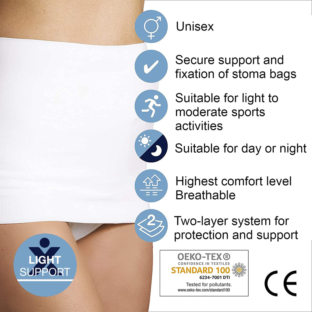 Corsinel StomaSafe Plus Ostomy/Hernia Support Garment Light by TYTEX (White, S/M) 33.5 - 44 Hip